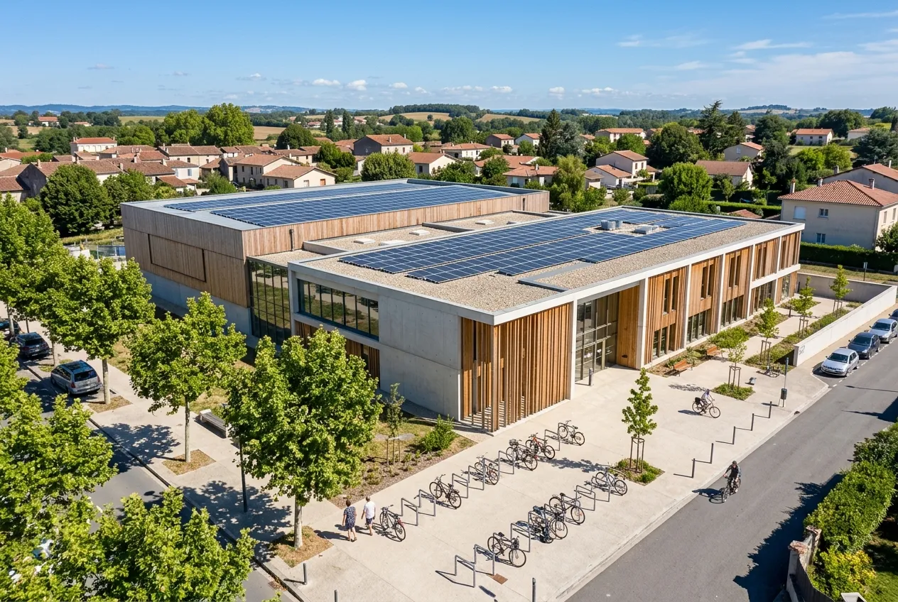 Bâtiment public français équipé de panneaux photovoltaïques