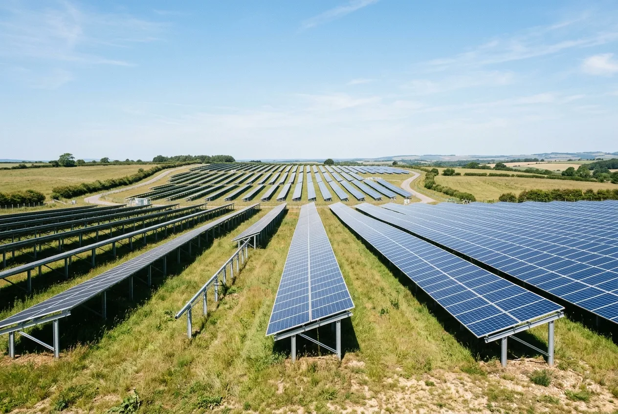Centrale photovoltaïque au sol en plein jour