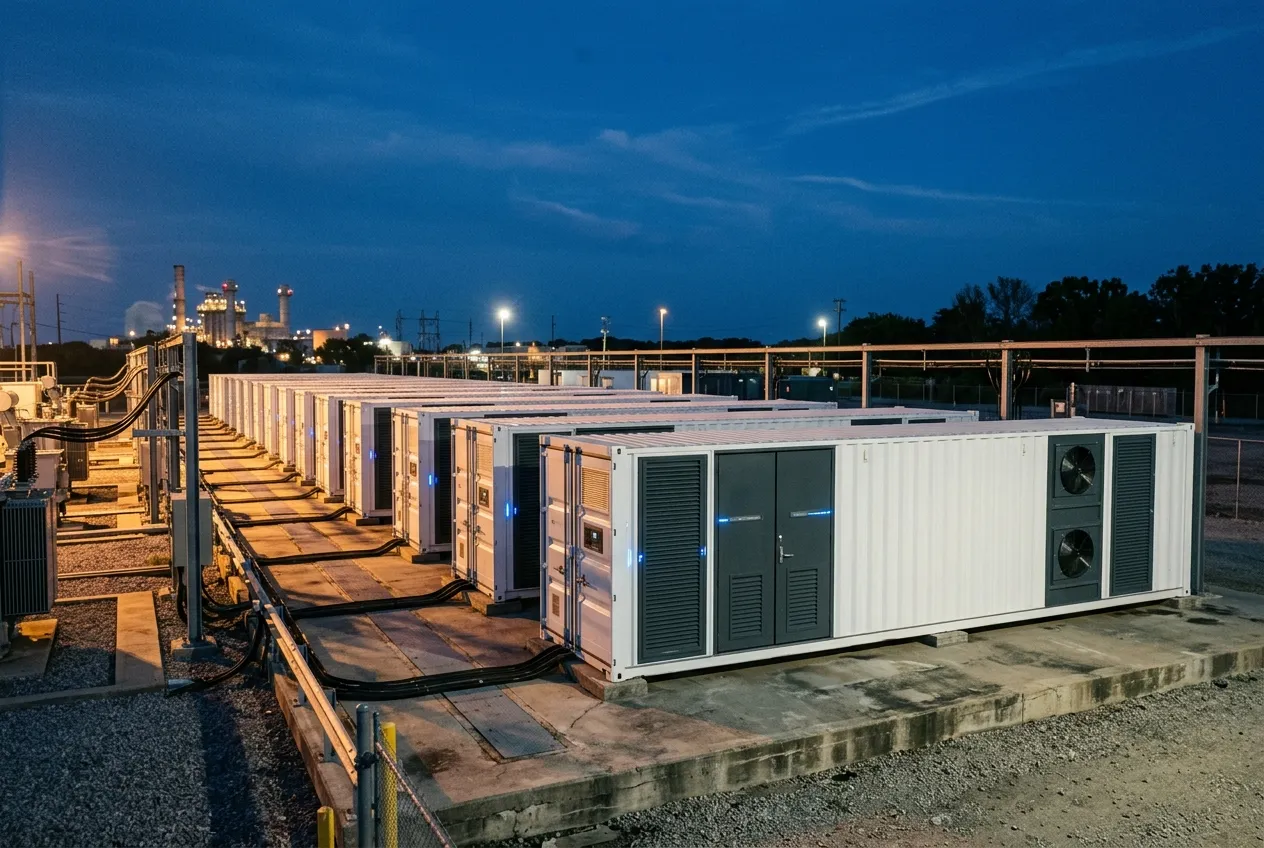 Conteneurs de stockage batterie BESS sur site industriel