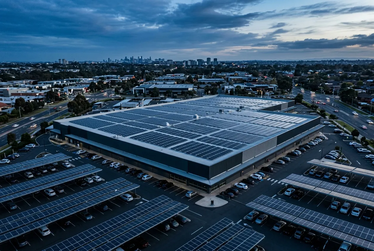 Toiture de grande surface commerciale équipée de photovoltaïque